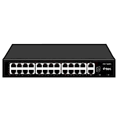 Ttec - 24 Port 100Mbps PoE, 2 Port GB RJ45 Ports Yönetilmez PoE Switch