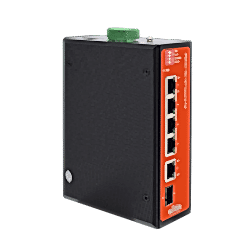 Wi-Tek - 4 x 10/100 + 1 x 10/100/1000 + 1 x SFP Fiber Uplink Industrial PoE Switch with 4Port PoE / Toplam 6Port Yönetilemez